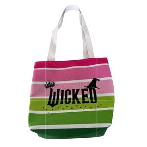 Wicked Canvas Tote Bag in Pink and Green Stripe